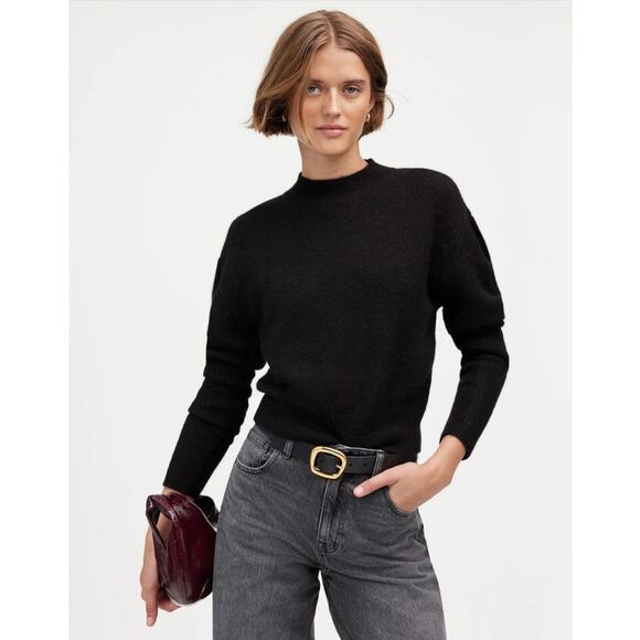 Madewell Alpaca Blend Mock Neck Puff Sleeve Sweater US Women's S - Picture 1 of 6